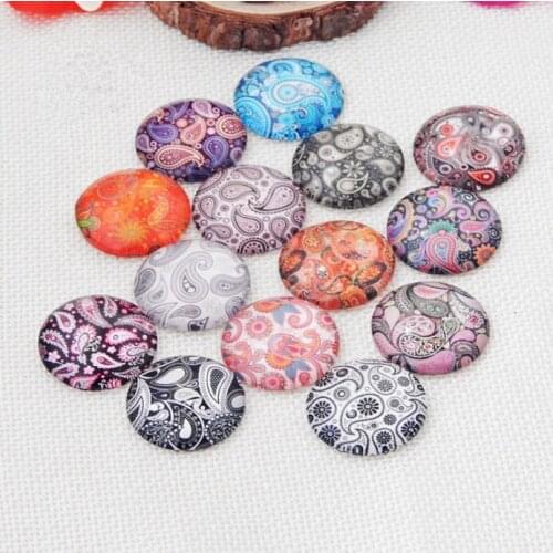 Retro flower glass mosaic Mixed Color Printed Half Round/Dome Glass Cabochons for Jewelry Making