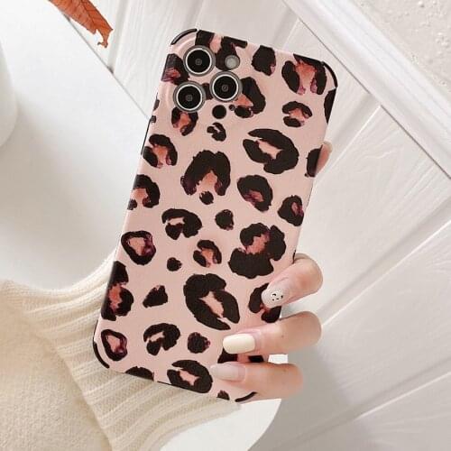 Pink Leopard Zebra Print Phone Case for iPhone 12 11 Pro Max 7 8 Plus XR X XS Max 12 Mini Soft TPU Leather Shockproof Back Cover
