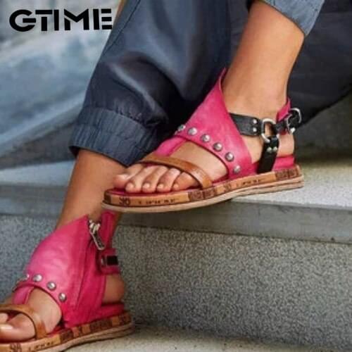 Shoes Woman Sandals Flat Casual Summer Sandals Womens Fashion Rome Flip Flops Wedges Sandals Artificial Leather Platform Shoes