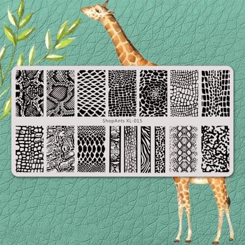 SHOPANTS 6*12cm Rectangle Stainless Steel Stamping Plate Template Snake Animal Skin Nail Art Image Stamp Templates