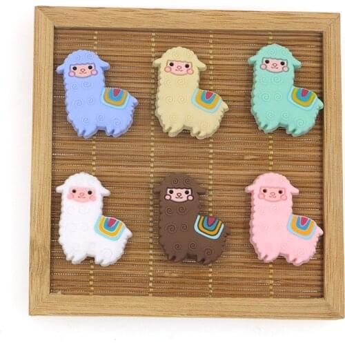 Kovict 50/100pcs Sheep Baby Rodent BPA Food Free Silicone Teething Nursing Pacifier Clip Silicone Beads