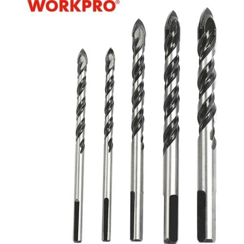 WORKPRO 5PC Drill Bits Multifunctional Drill Bit Set for Concrete Brick Wood Glass Ceramic Tile Plastic