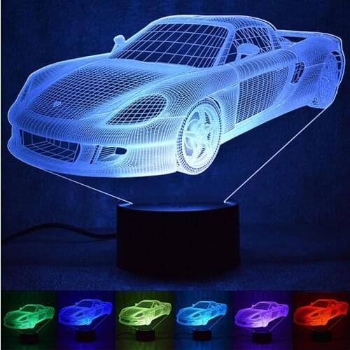 3D Night Light USB Powered Racing Car LED Desk Lamp Touch Key Decoration Atmosphere Light Use Home Party Holiday