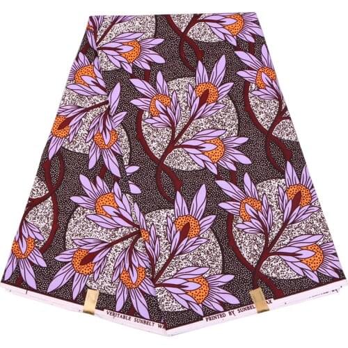 Ankara Fabric Polyester Purple and Pink Princess Embroidered Floral Pattern Sewing Smocked Dress/African Fabric FP6130