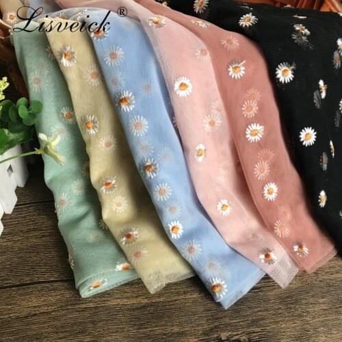 1yard new daisy embroidered tulle soft mesh fabric girls clothes women dress material birthday wedding party sewing supplies
