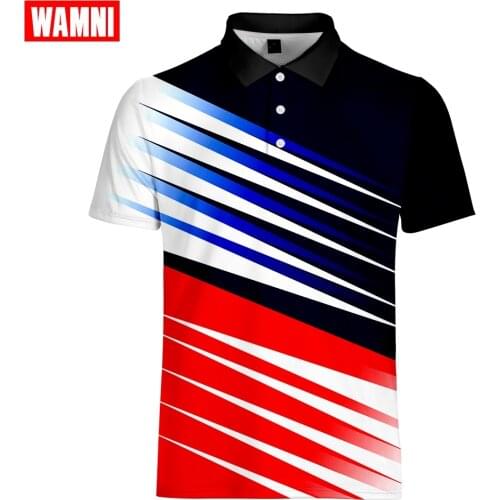 WAMNI Tennis High Quality Tops&Tees Mens Polo shirts Men Polo Shirts 3D Turn-down collar mens Quick Drying polo shirt