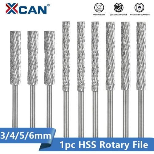 XCAN 1/8'' Shank HSS Rotary File 3mm 4mm 5mm 6mm Double Cut Rotary Burr