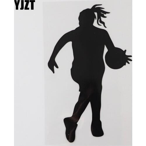 YJZT 10.6CMX17.2CM Cute Girl Basketball Player Decal Vinyl Car Sticker Black/Silver 8A-1132