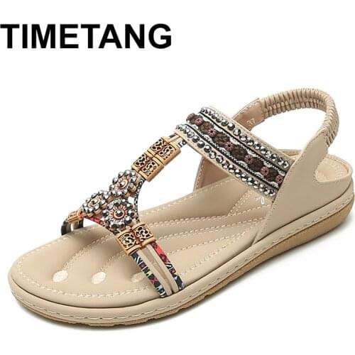TIMETANG Womens Ladies Wedge Sandals Fashion Crystal Bling Hollow Out Roman Shoes Sexy High Quality Outside Summer Ladies Shoes