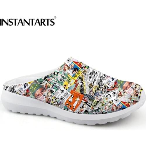 INSTANTARTS Nurse Medical Doctor Slippers Shoes Brand Design Women Summer Beach Shoes Comic Book Print Mesh Flats Female Sandals