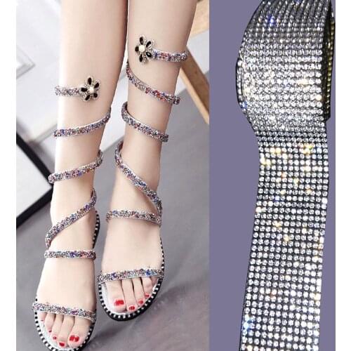 1 yard Crystal clear Hot Fix Rhinestone DIY Wedding Hand Sewing Phone Jewelry Shoes Car Decoration Drill Sticks with Adhesive