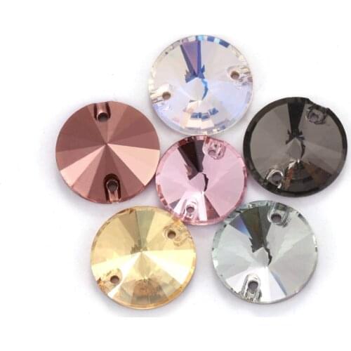 10mm Shining Shimmer Round K9 Glass Rivoli Sew on Rhinestones Flat Back Strass Crystal Buttons Sew on Clothing Crafts Handicraft