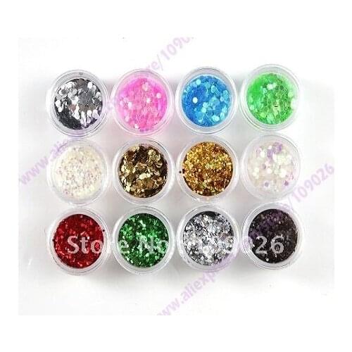 12 pcs Nail Art Glitter Powder Sequins Decoration Slice Spangles