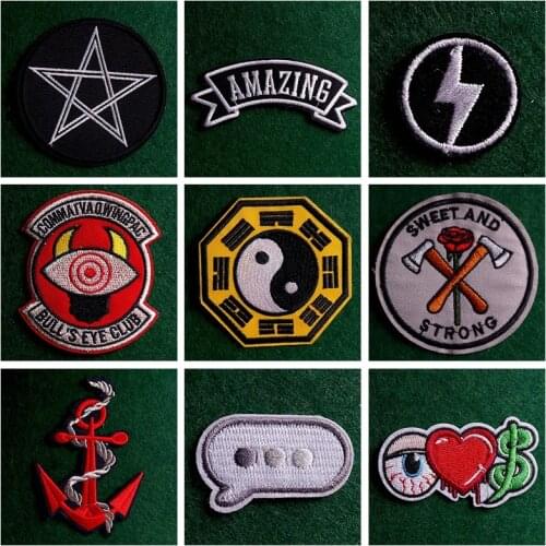2PCs/Lot Punk Clothes Patches Slogan Sign Patch Iron On Patches For Clothing Stripes Badges Embroidered Patches On Clothes Decor