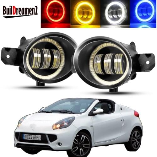2 X Angel Eye Fog Light Assembly Car Right + Left LED Lens Fog Daytime Lamp DRL 30W 12V For Renault Wind Convertible 2010-2015