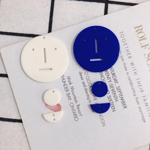 Small face expression contrast color fun round acrylic DIY handmade jewelry earrings accessories material 4pcs