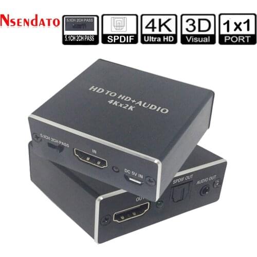 HD Audio Extractor 4K HD to HD + Optical TOSLINK SPDIF+3.5mm Stereo Audio Extractor Converter Splitter Adapter for PS4 HDTV