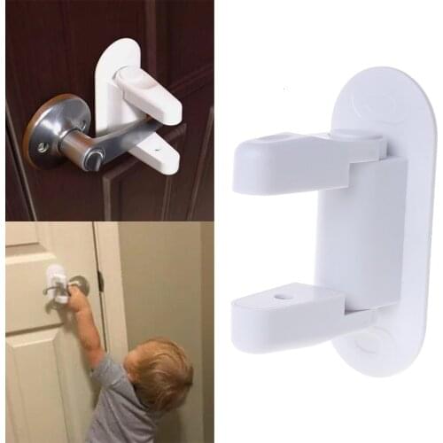 Baby Safety Lock Door Lever Home Newborn Kids Children Protection Door Handle Universal Adhesive Compatible Professional Plastic