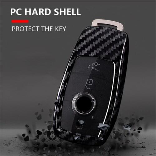 Scratchproof Carbon fiber+PC Car Key Cover Case For Mercedes Benz 2017 E Class W213 2018 S Class Auto Key Shell Protection chain