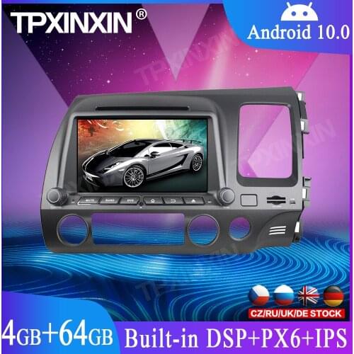 For Honda Civic 2007-2011 DSP Android 10.0 64GB Octa Core Car DVD Player GPS Navigation Multimedia Player Tape Recorder Headunit
