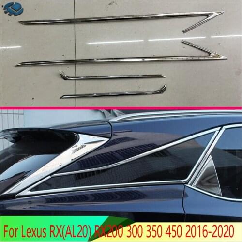 For Lexus RX(AL20) RX200 300 350 450 2016-2020 Stainless Steel Side Door Rear View Window Spoiler Cover Trim Insert Garnish