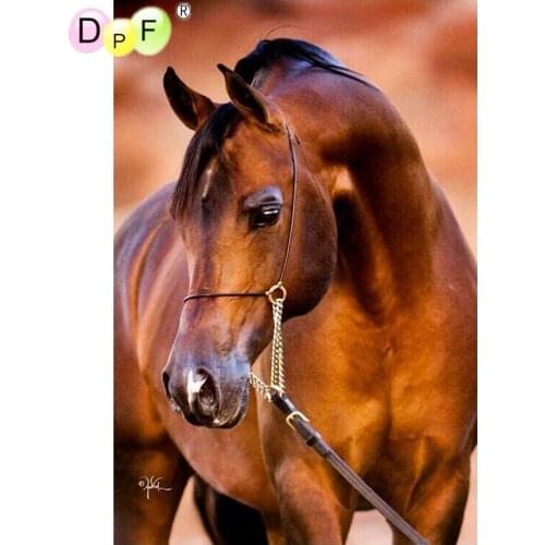 DPF 5D full Round Diamond Painting Mosaic brown horse thinking DIY Magic Cube Cross Stitch art craft Diamond Embroidery Decor