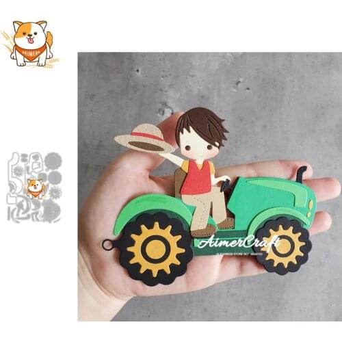 Farmer Tractor Metal Cutting Dies Mold Knife Scrapbooking Stencil DIY Embossing Craft Die Cuts Card Making New Dies For 2020