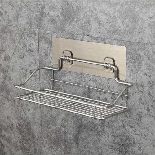 FAROOT Hot Metal Stainless Steel Shelf Shower Basket Bathroom Wall Mounted Storage Rack Adhesive