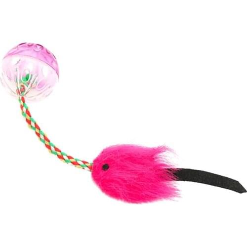 2Pcs Colorful Cat Toy With Bell Artificial Fur Fish Rope Cat Ball Toy Plastic Cat Toys Interactive Ball Bell Pet Supplies