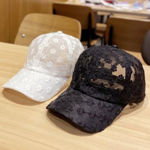 Lace Women Hat Summer Baseball Cap Fashion Sunshade Hollow Cap Black Breathable Beach Sunscreen Cap Caps For Women 2021 New