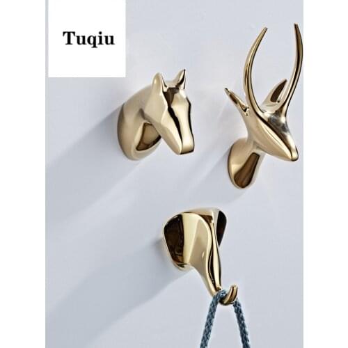 Robe Hooks Golden Towel Hanger Hooks For Clothes Coat Hat Bag Hooks Wall Mount Brass Bathroom Accessories Door Towel Hook Holder
