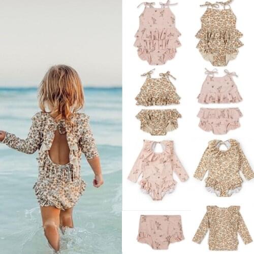 Toddler Girls Boys Swimming Suits New Summer KS Brand Baby Hawaii Clothes Kids Flower Swimwear Children Swimsuits Cute Bikini