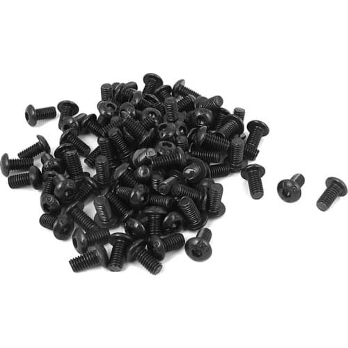 M4 x 8mm Alloy Steel Hex Bolt Socket Head Cap Screws Black 100 Pcs