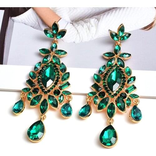 Fashion Full Crystal Rhinestone Charm Dangle Earrings For Women Jewelry Maxi Ladys Party Collection Accessories Brincos