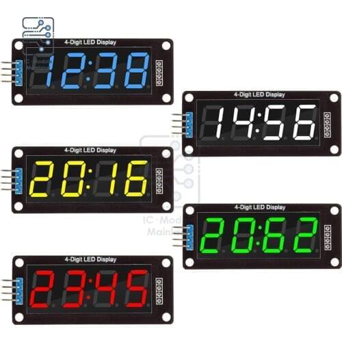 0.56 inch 4-Digit 7 Segments Digital Tube Clock Module Double Dots TM1637 Blue Yellow White Green Red LED Display For Arduino