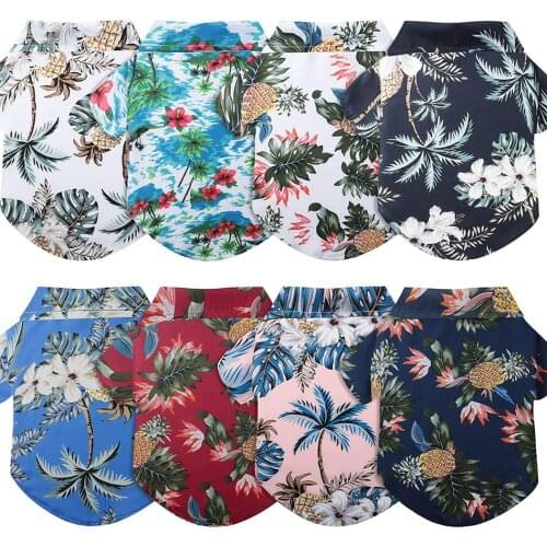 New Dog Shirts Pineapple Printed T-Shirts Hawaiian Dog Shirt Summer Beach Clothes For Small Medium Puppy Dogs Cat Drop Shipping