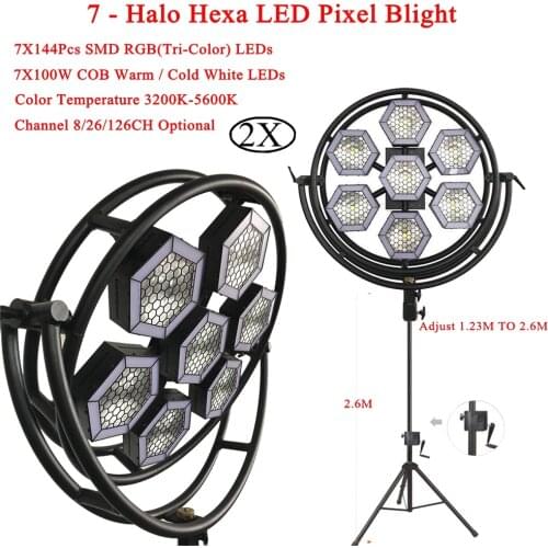 New Professional LED Stage Lights 7 - Halo Hexa LED Pixel Light DMX512 Stage Lighting Effect Master-Slave LED Flat For DJ Disco
