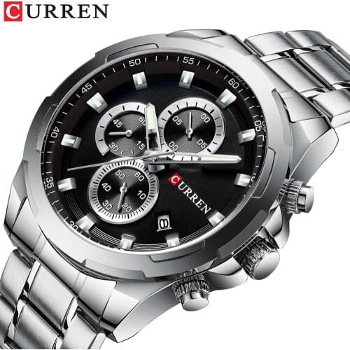 New Top Brand CURREN Watches Men Sport Wristwatch Fashion Analog Quartz Watch Male Clock Chronograph Stainless Steel Watch