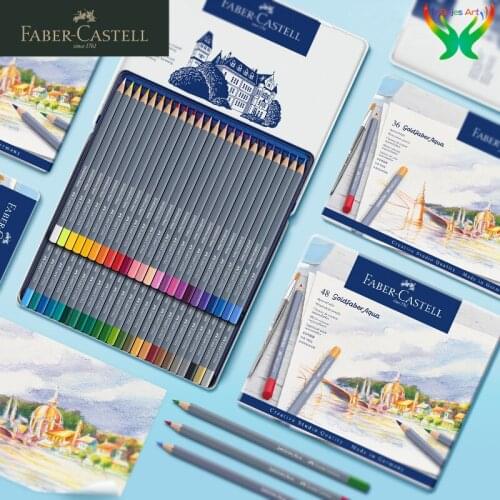 Original 12/24/36/48 water-soluble color pencil Germany Faber-Castell professional hand-painted color pencil blue iron box