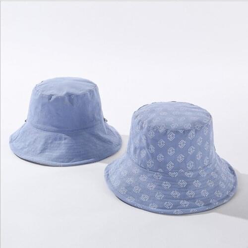 K65 New Ladys Double-sided Fisherman Hat Letter Color Matching Basin Hat For Female Fashion Sun Hat