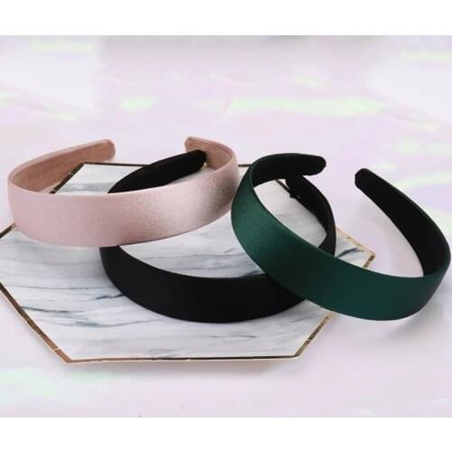 European And American Simple Solid Color Wide-Brimmed Headband College Retro Style Face Wash Fabric Hair Ring