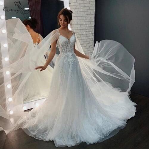 Boho Wedding Dresses Beach Lace Appliques Beaded Spaghetti Straps A-Line Bohemian Sparkle Bridal Gowns Vestido De Novia