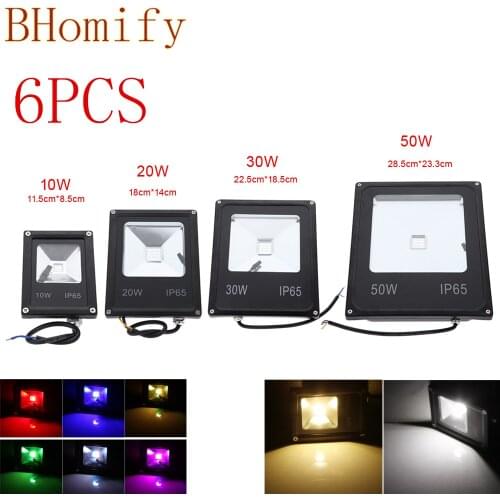 6X Led Flood Light 10W 20W 30W 50W IP65 Waterproof Led Spotlight Outdoor Lighting Led Floodlight RGB/WarmWhite For Garden Square