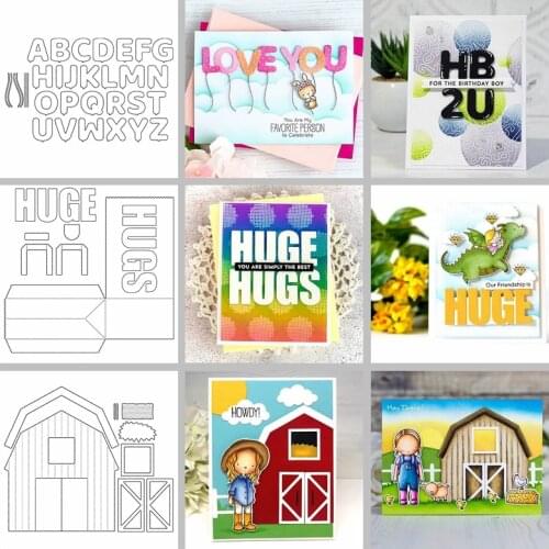 Huge Hugs Box Barn Shaped Bold Font Alphabet Track Metal Cutting Dies Stencil For Paper Cutting DIY Making Template 2020 07