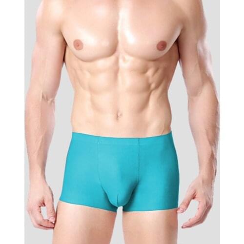 Seamless Panties Men Sexy U Convex Pouch Underwear Man Boxer Shorts Solid Slim Thin Mid-Rise Underpants Cueca Calzoncillos A50