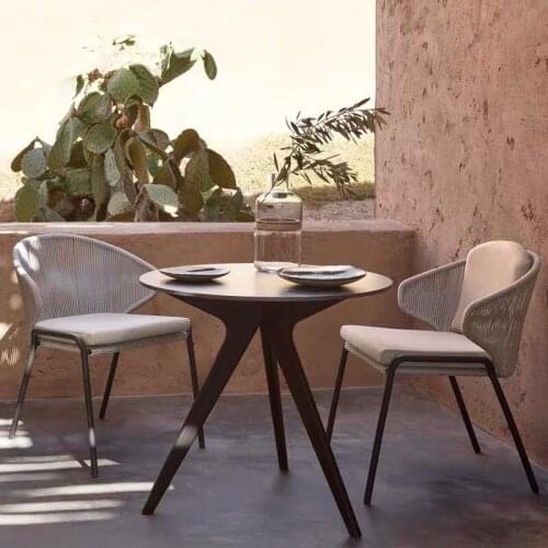Outdoor table and chair courtyard outdoor rattan chair coffee table combination balcony Nordic marble dining table and chair
