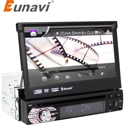 Eunavi Single 1 Din 7" Universal Touch screen Car DVD Player GPS Navigation Autoradio Stereo Audio TV Bluetooth USB+FREE MAPS