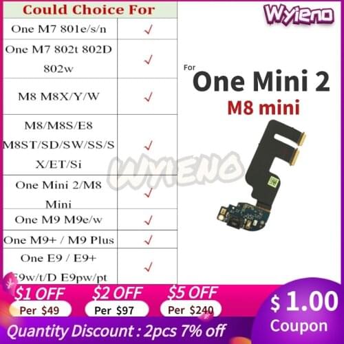 Wyieno For HTC One M7 801e M8 M8s E8 M9 E9 Plus Mini Dual Single SIM Version USB Dock Charger Charging Port Flex Cable Board
