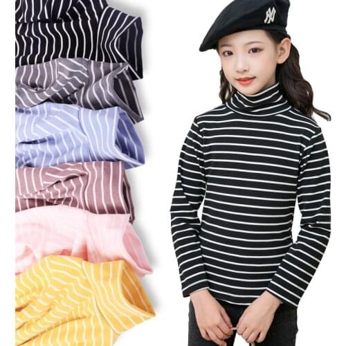 Winter Children Thermal Underwear cotton Baby Bottom Striped Girls Shirts Warm Tops For Boys Baby Tees Clothing 3-15years