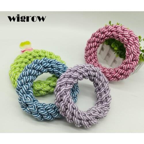 1 pc Random Color Round Rope Toys Grind Teeth Dog Donuts Pet Toy Cotton Rope Woven Pet Ring